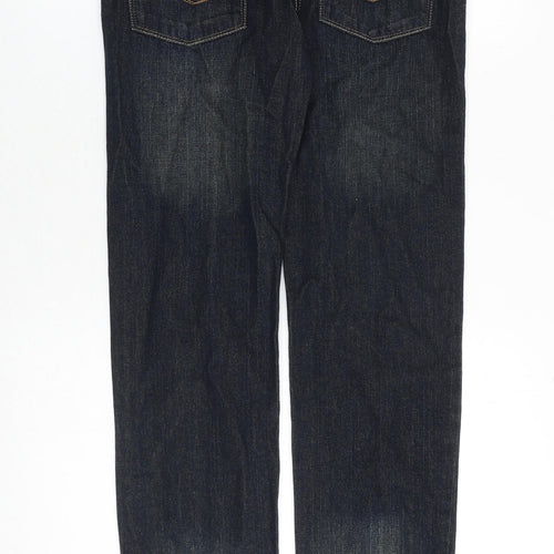 Blue Zoo Boys Blue 100% Cotton Straight Jeans Size 14 Years Slim Zip