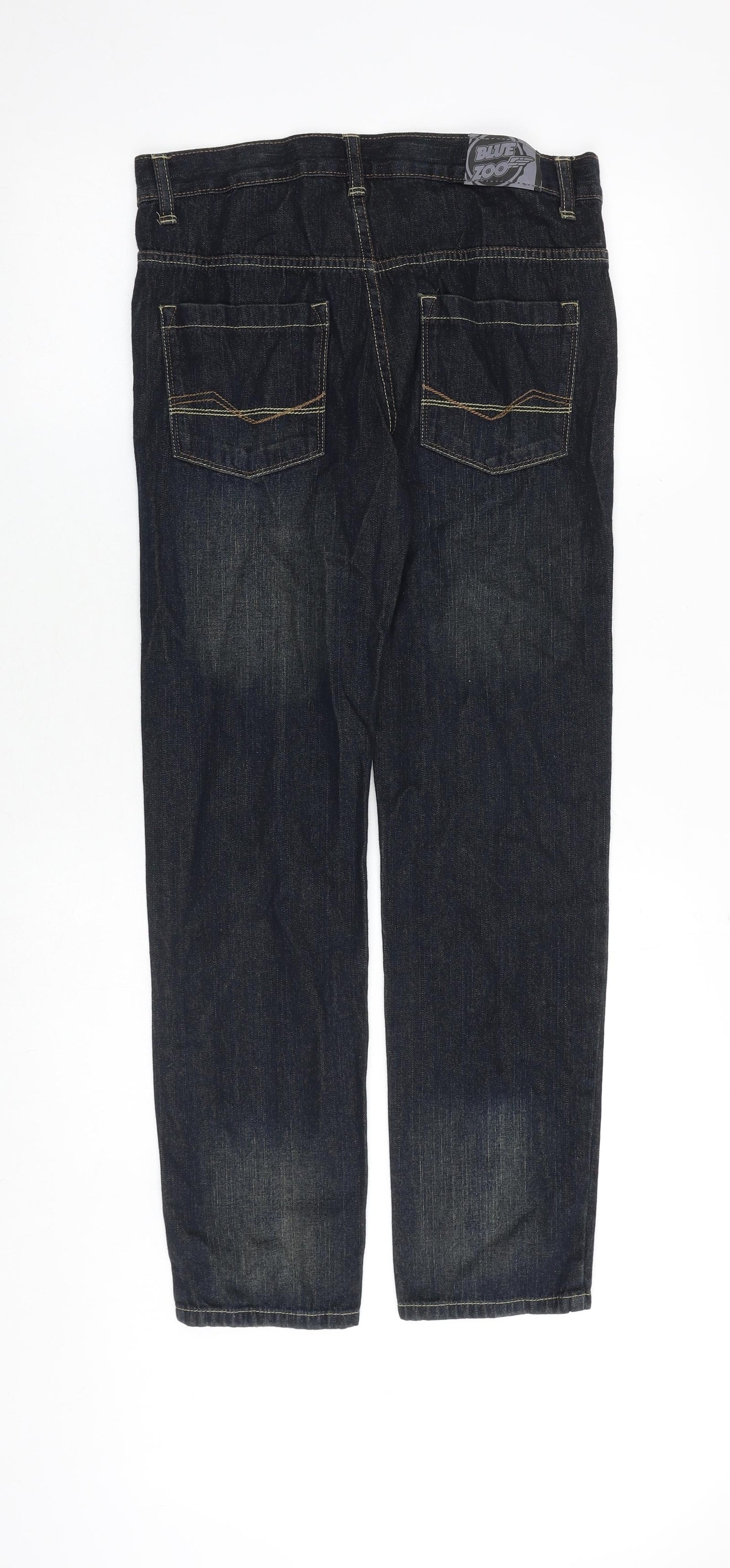 Blue Zoo Boys Blue 100% Cotton Straight Jeans Size 14 Years Slim Zip