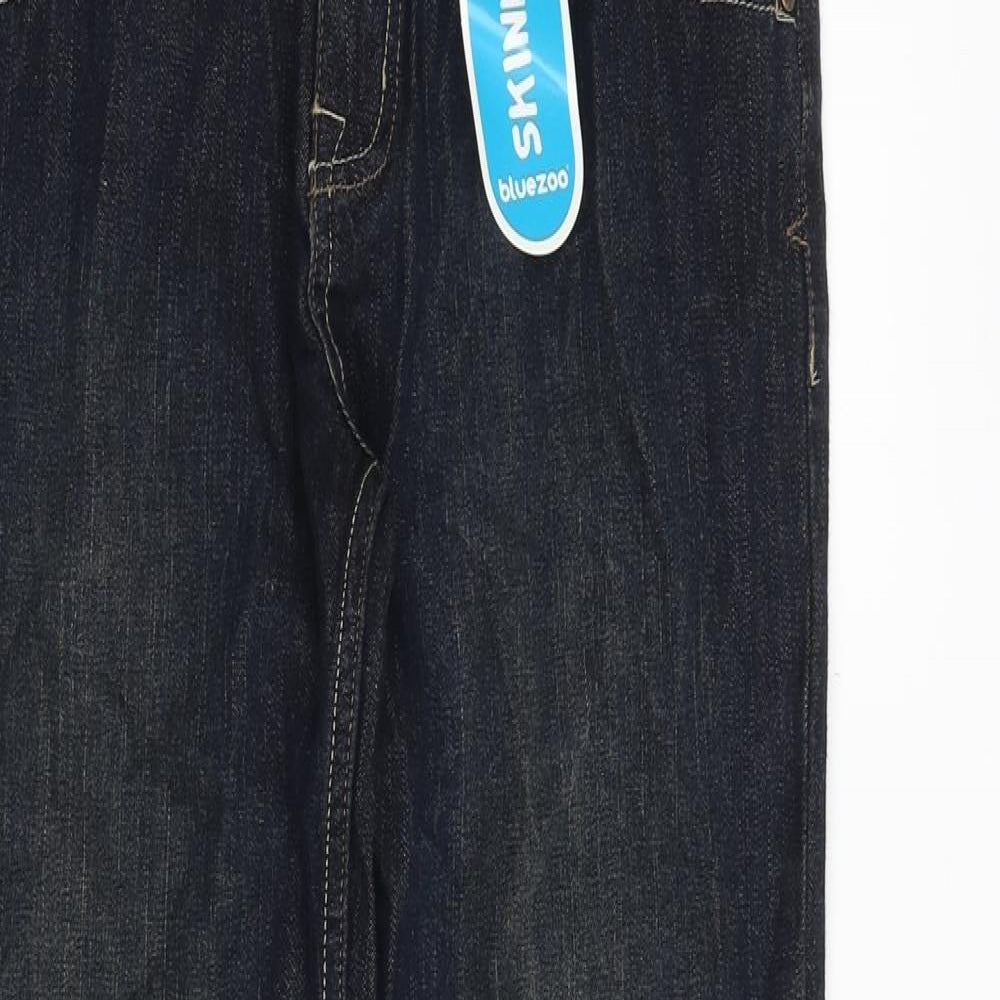 Blue Zoo Boys Blue 100% Cotton Straight Jeans Size 14 Years Slim Zip