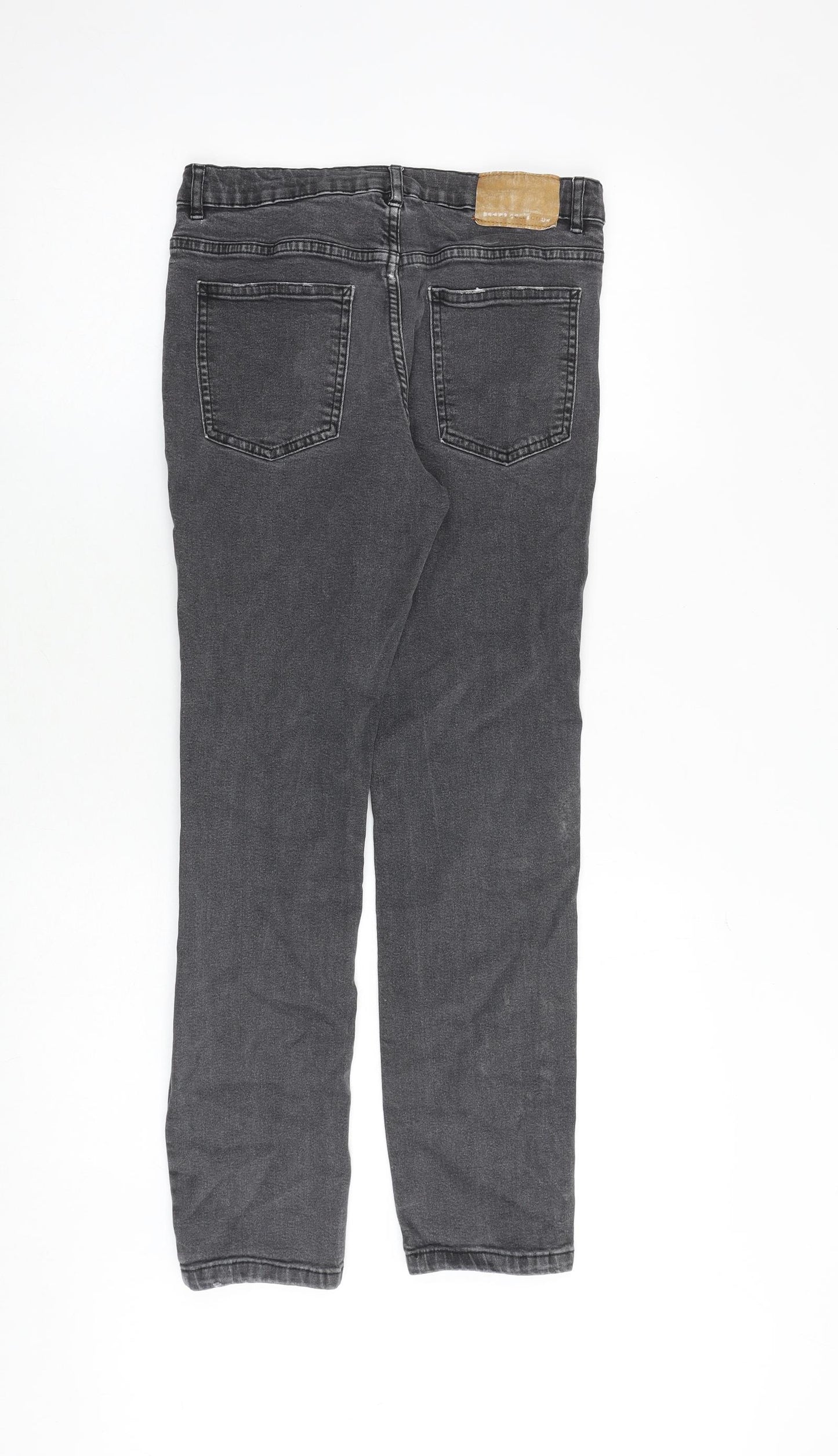 Zara Boys Grey Cotton Straight Jeans Size 11-12 Years Regular Zip