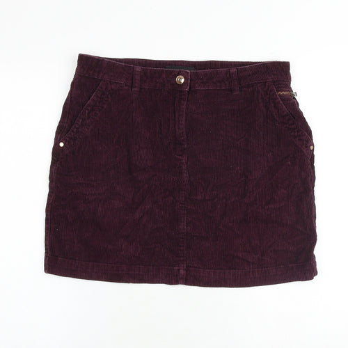 NEXT Womens Purple Cotton A-Line Skirt Size 14 Zip