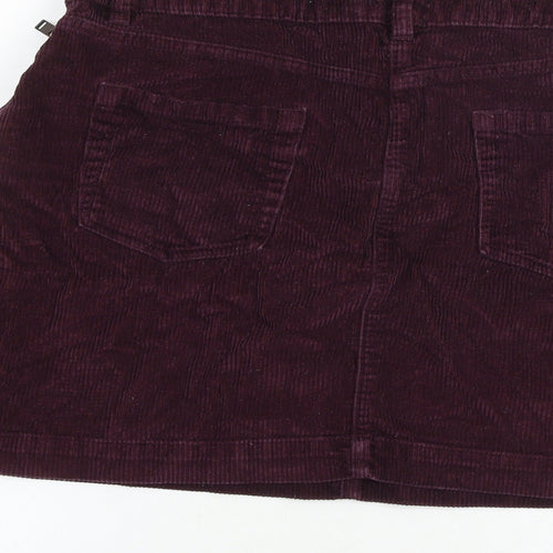 NEXT Womens Purple Cotton A-Line Skirt Size 14 Zip