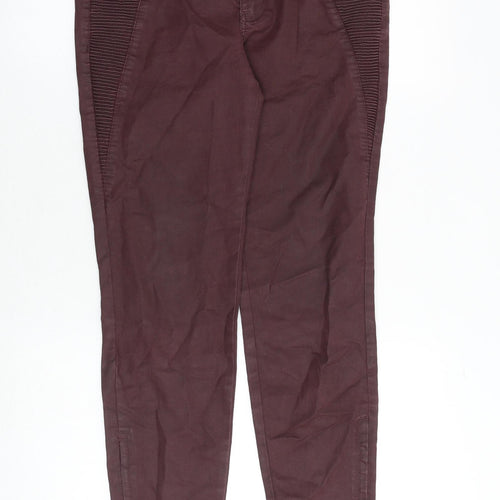 Zara Womens Red Polyester Trousers Size 12 Regular Zip