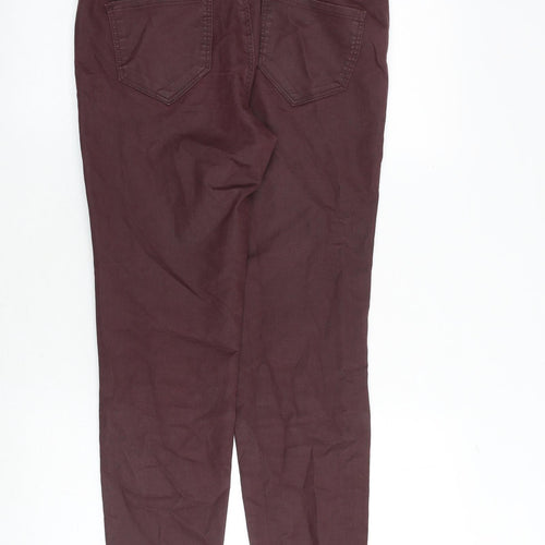 Zara Womens Red Polyester Trousers Size 12 Regular Zip