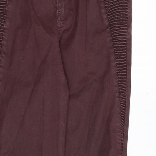 Zara Womens Red Polyester Trousers Size 12 Regular Zip