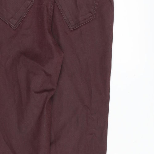 Zara Womens Red Polyester Trousers Size 12 Regular Zip