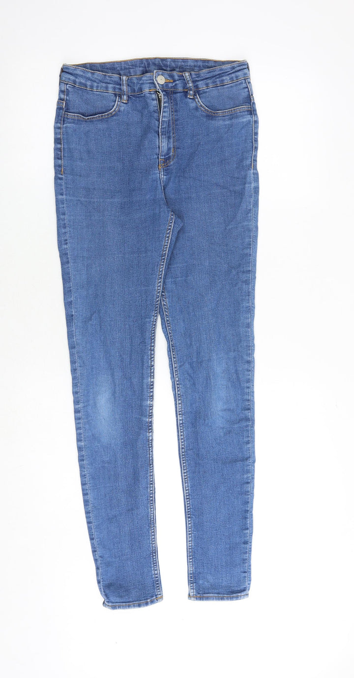 H&M Womens Blue Cotton Skinny Jeans Size 10 Slim Zip