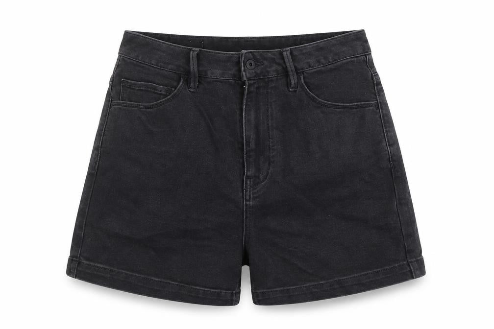 Able Jeans Womens Black Cotton Mom Shorts Size 26 in Regular Zip