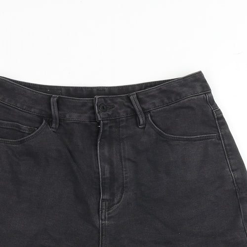 Able Jeans Womens Black Cotton Mom Shorts Size 26 in Regular Zip