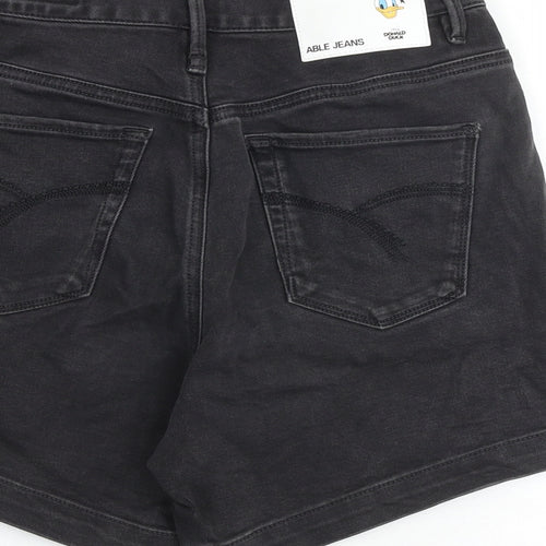 Able Jeans Womens Black Cotton Mom Shorts Size 26 in Regular Zip