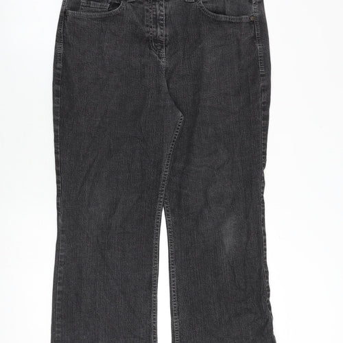 Marks and Spencer Womens Grey Cotton Bootcut Jeans Size 18 Regular Zip