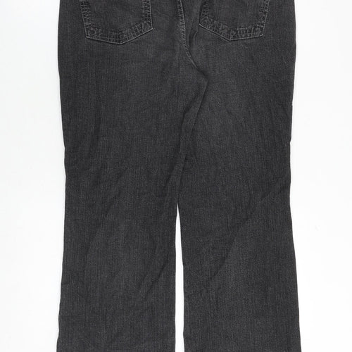 Marks and Spencer Womens Grey Cotton Bootcut Jeans Size 18 Regular Zip