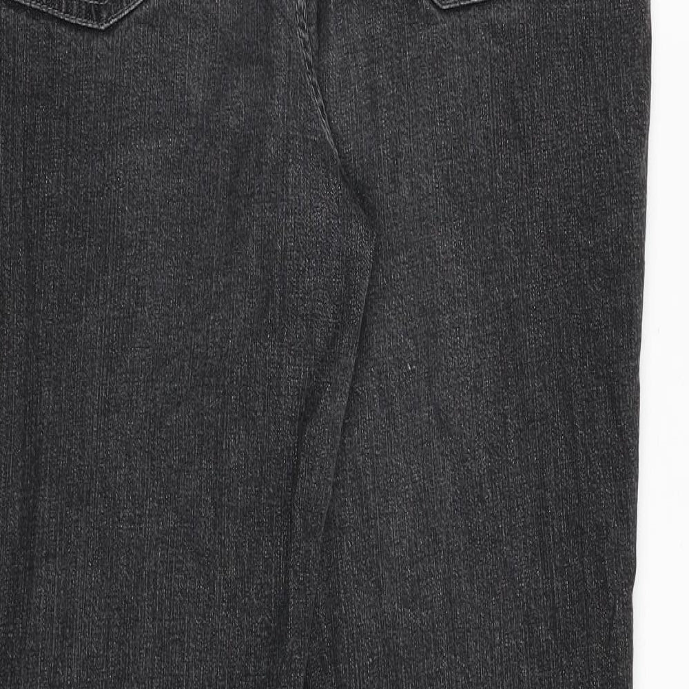 Marks and Spencer Womens Grey Cotton Bootcut Jeans Size 18 Regular Zip
