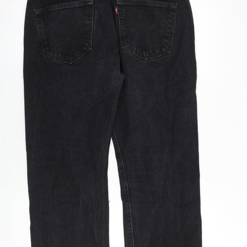 Levi's Mens Black Cotton Straight Jeans Size 34 in Regular Zip