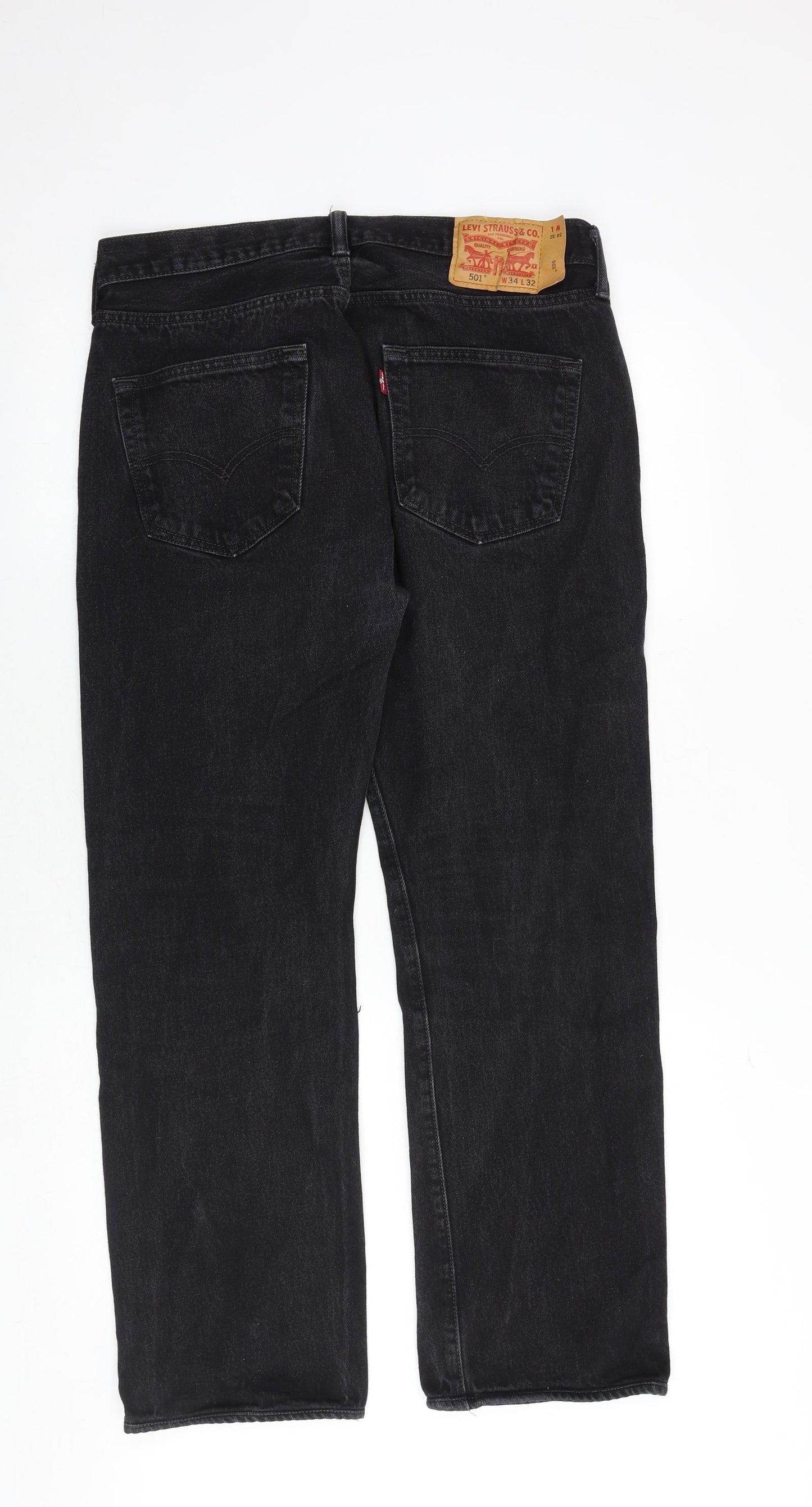 Levi's Mens Black Cotton Straight Jeans Size 34 in Regular Zip