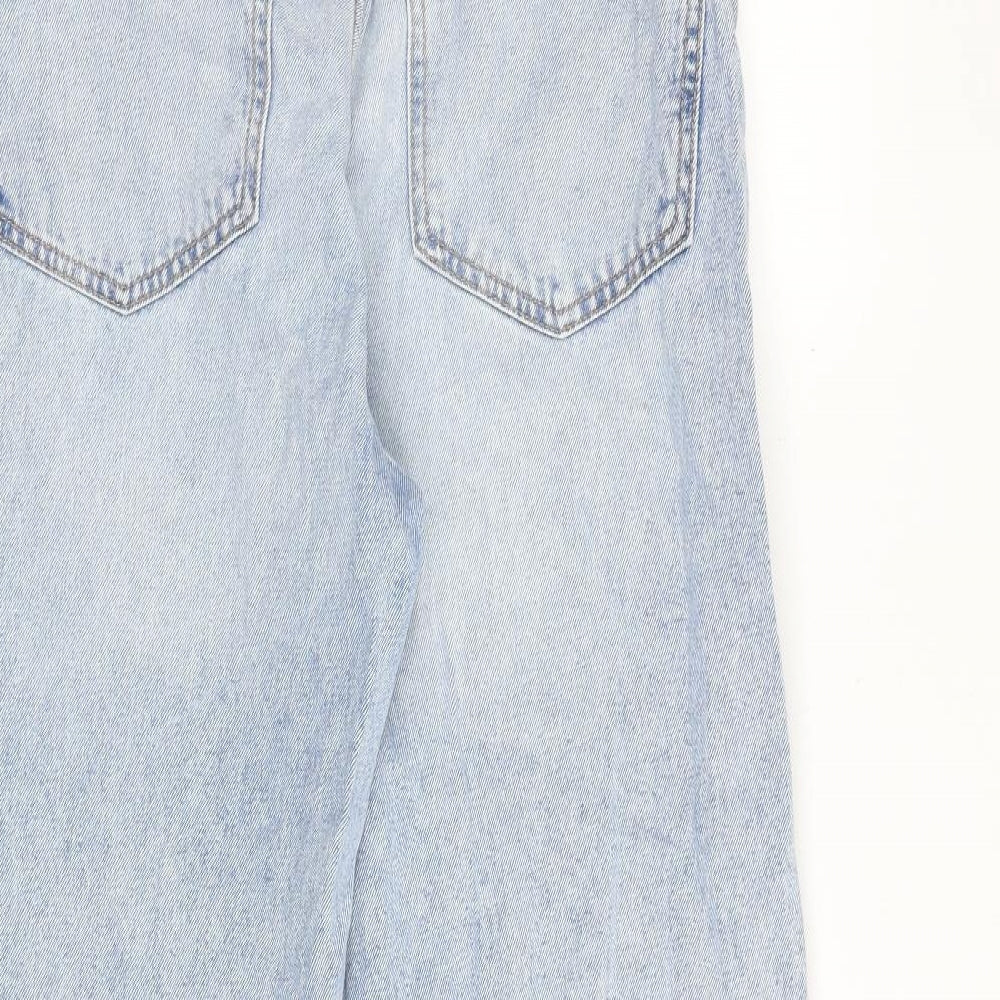 H&M Womens Blue Cotton Wide-Leg Jeans Size 12 Regular Zip
