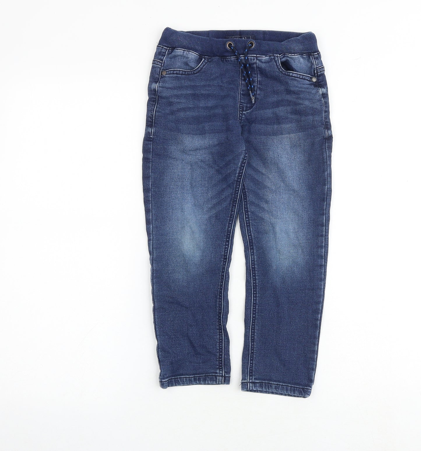 NEXT Boys Blue Cotton Tapered Jeans Size 6 Years Regular Drawstring