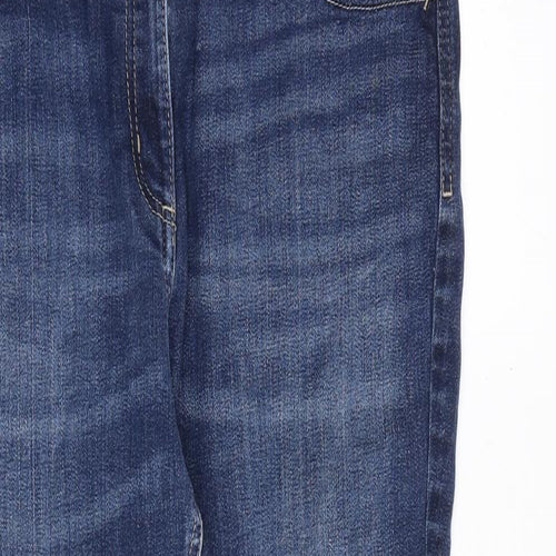 Marks and Spencer Womens Blue Cotton Straight Jeans Size 14 Regular Zip