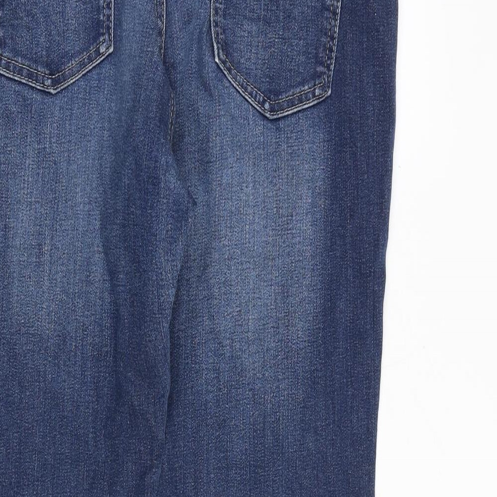 Marks and Spencer Womens Blue Cotton Straight Jeans Size 14 Regular Zip
