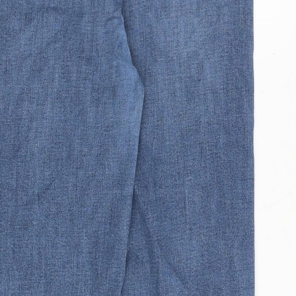 Marks and Spencer Womens Blue Cotton Straight Jeans Size 14 Regular Zip