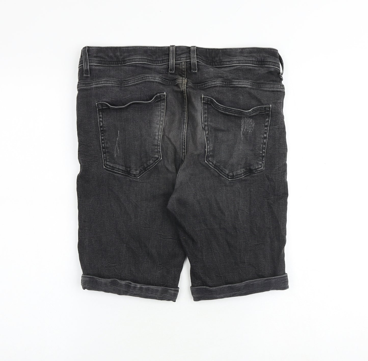 River Island Mens Grey Cotton Chino Shorts Size 32 in Regular Zip
