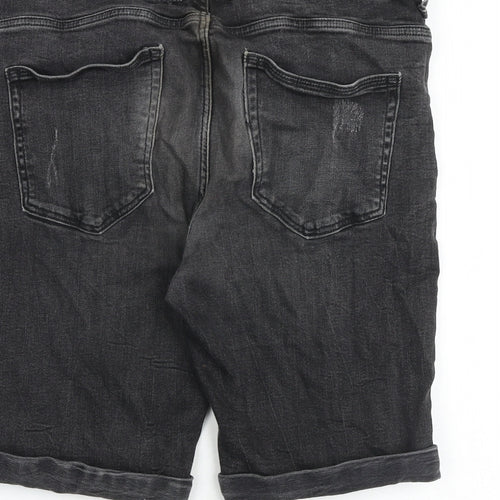River Island Mens Grey Cotton Chino Shorts Size 32 in Regular Zip