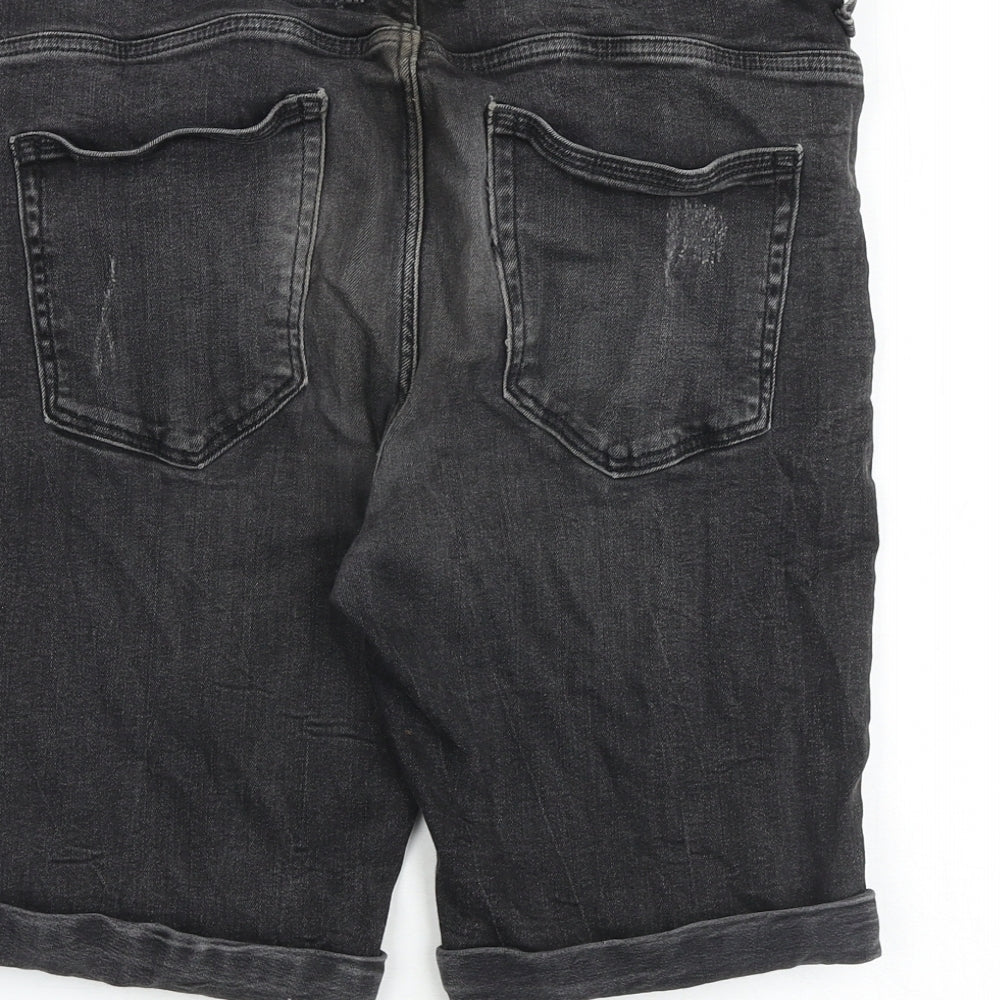 River Island Mens Grey Cotton Chino Shorts Size 32 in Regular Zip