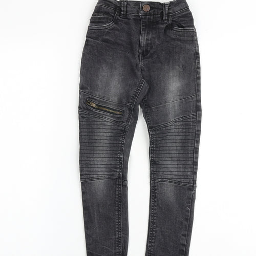 NEXT Boys Grey Cotton Skinny Jeans Size 8 Years Regular Zip
