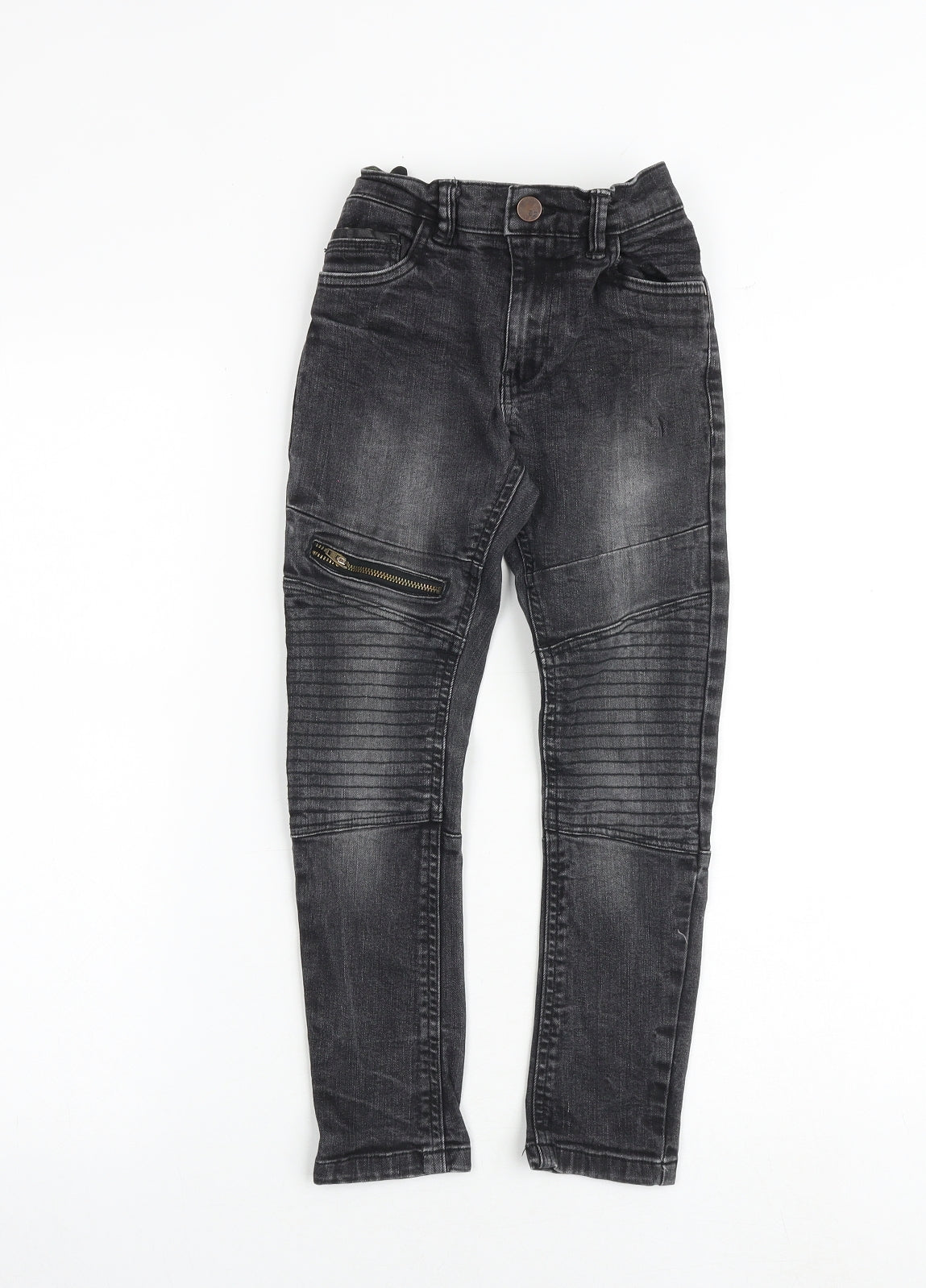 NEXT Boys Grey Cotton Skinny Jeans Size 8 Years Regular Zip