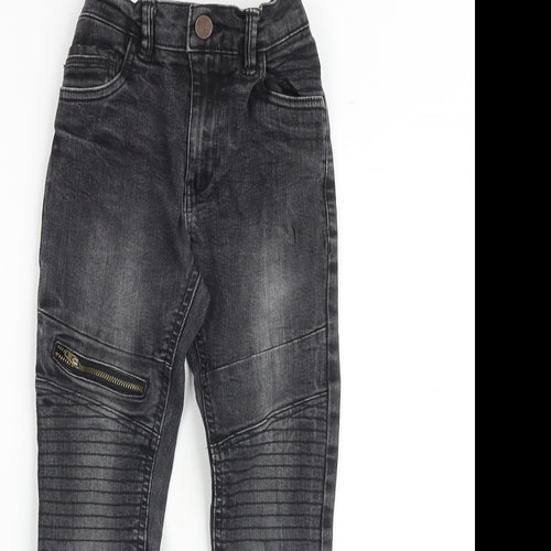 NEXT Boys Grey Cotton Skinny Jeans Size 8 Years Regular Zip