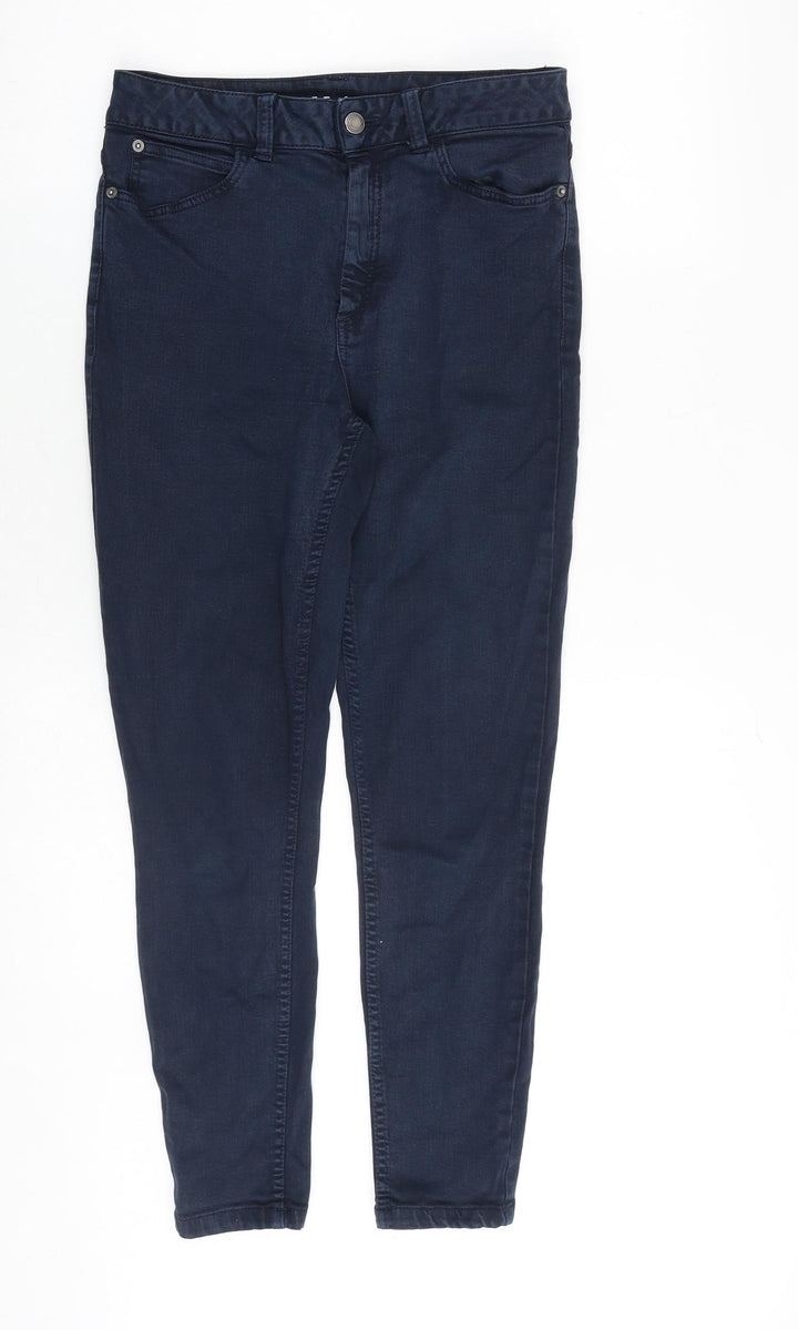 Marks and Spencer Womens Blue Cotton Skinny Jeans Size 10 Slim Zip