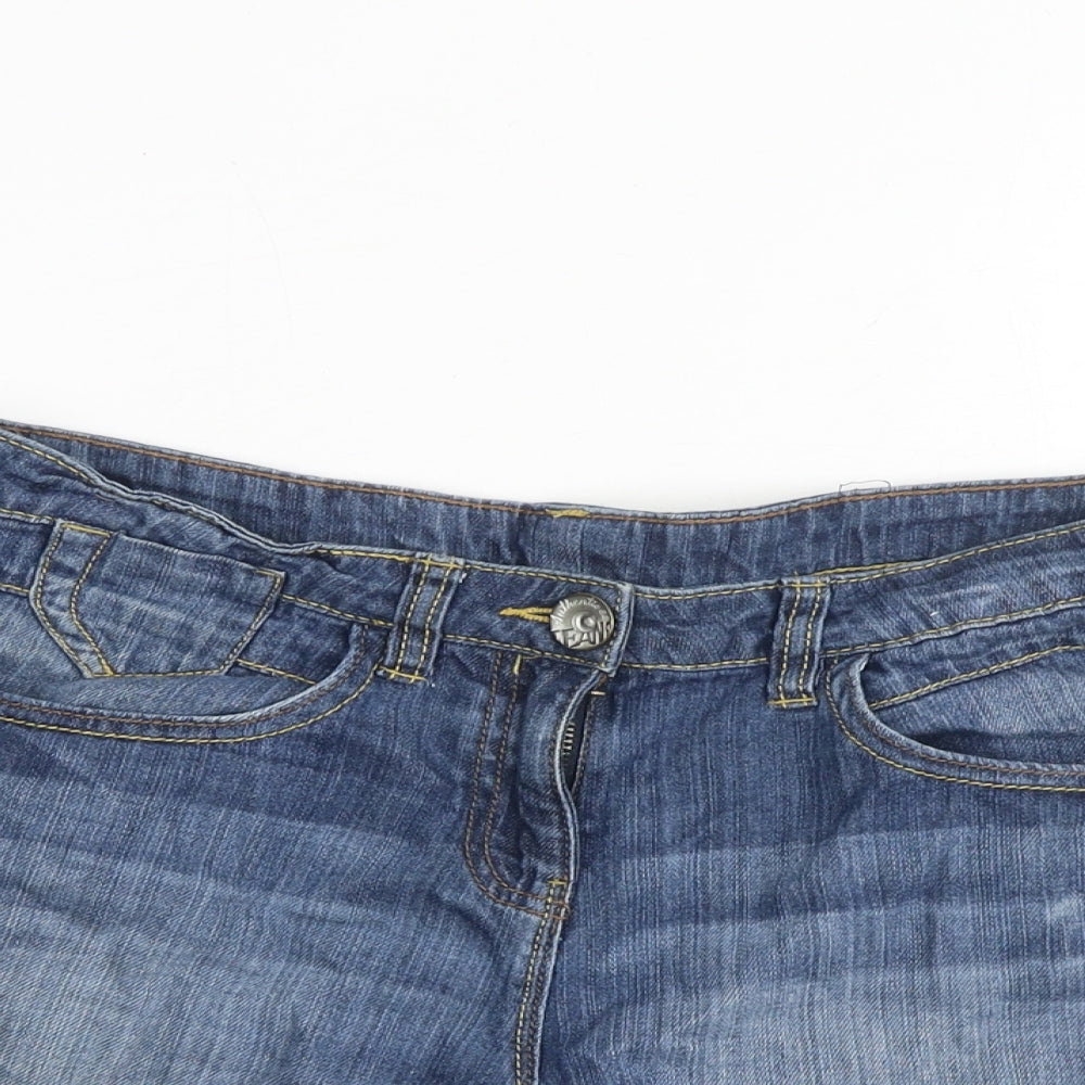 NEXT Girls Blue 100% Cotton Hot Pants Shorts Size 12 Years Regular Zip