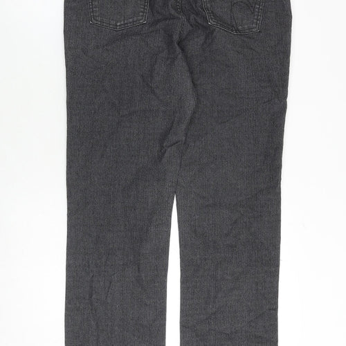 Per Una Womens Grey Cotton Straight Jeans Size 14 Regular Zip