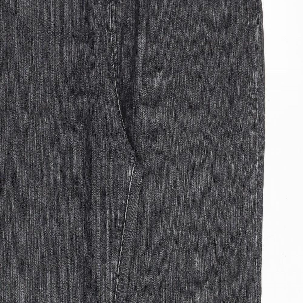 Per Una Womens Grey Cotton Straight Jeans Size 14 Regular Zip
