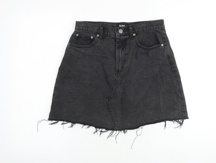 Sportsgirl Womens Grey Cotton A-Line Skirt Size 10 Zip