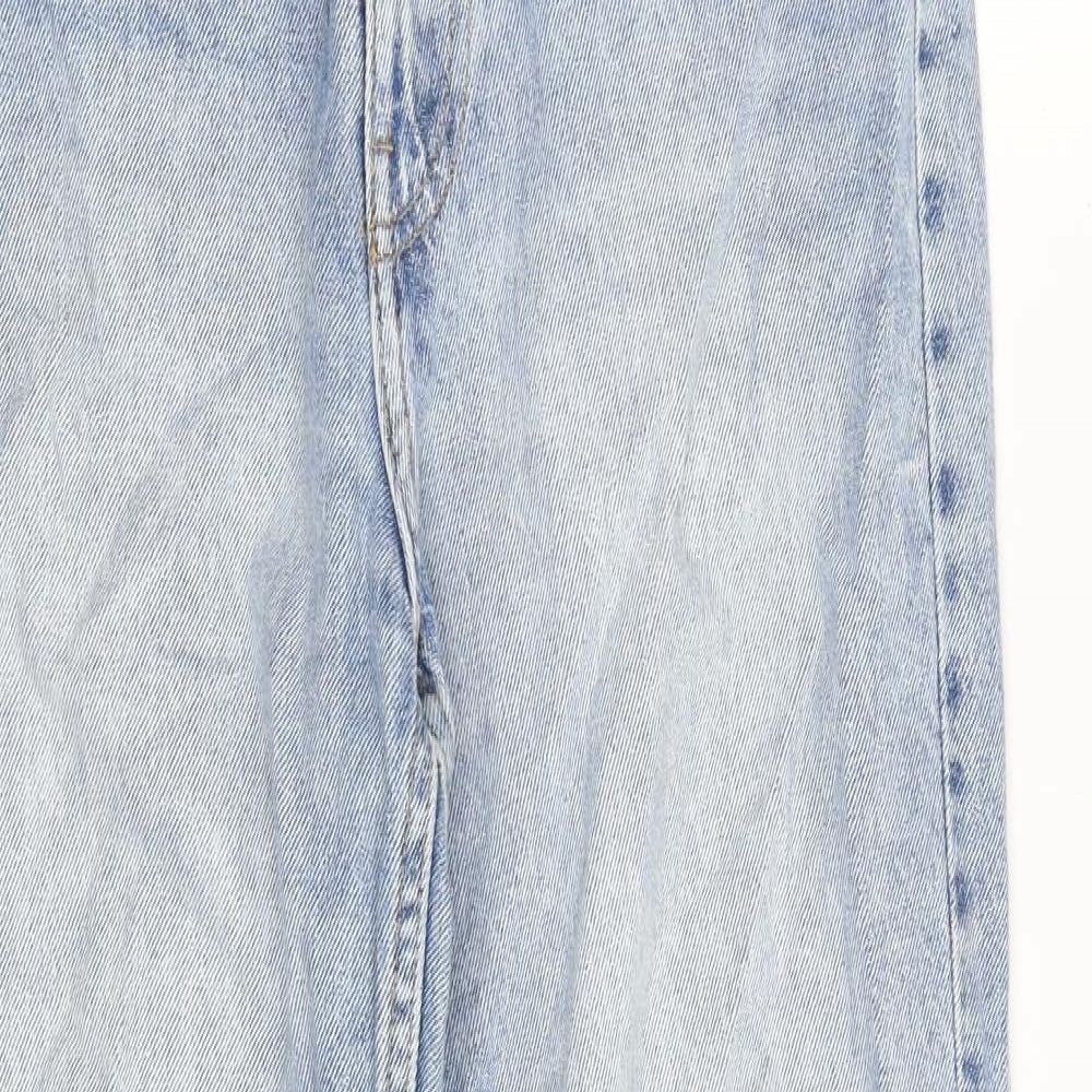 H&M Womens Blue Cotton Straight Jeans Size 8 Regular Zip