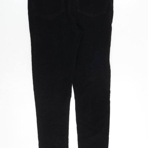 Topshop Womens Black Cotton Trousers Size 30 in Regular Zip