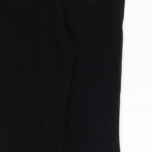 Topshop Womens Black Cotton Trousers Size 30 in Regular Zip
