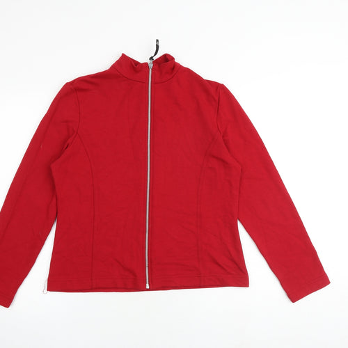 WEEKENDERS Womens Red Cotton Full Zip Sweatshirt Size M Zip