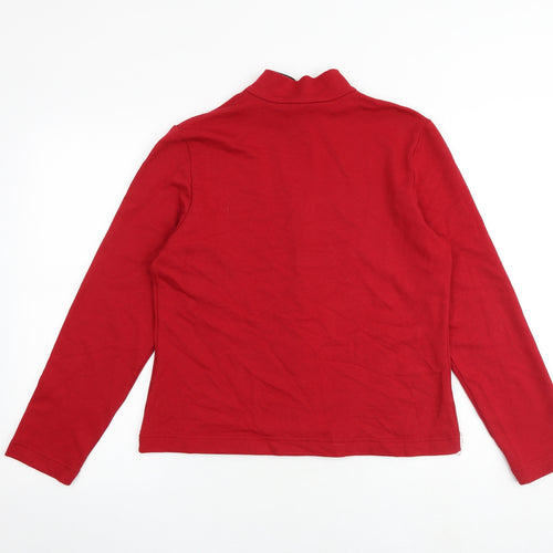 WEEKENDERS Womens Red Cotton Full Zip Sweatshirt Size M Zip