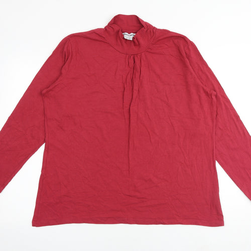 Atlas For Women Womens Red Cotton Basic Blouse Size 20 High Neck - Size 20-22