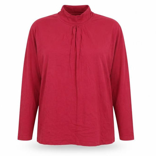 Atlas For Women Womens Red Cotton Basic Blouse Size 20 High Neck - Size 20-22