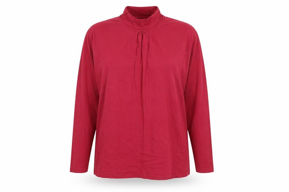 Atlas For Women Womens Red Cotton Basic Blouse Size 20 High Neck - Size 20-22