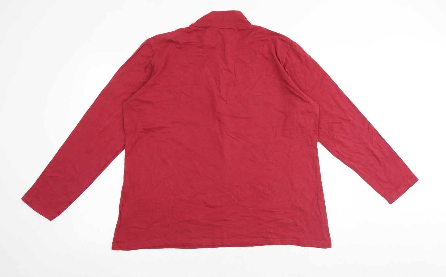 Atlas For Women Womens Red Cotton Basic Blouse Size 20 High Neck - Size 20-22