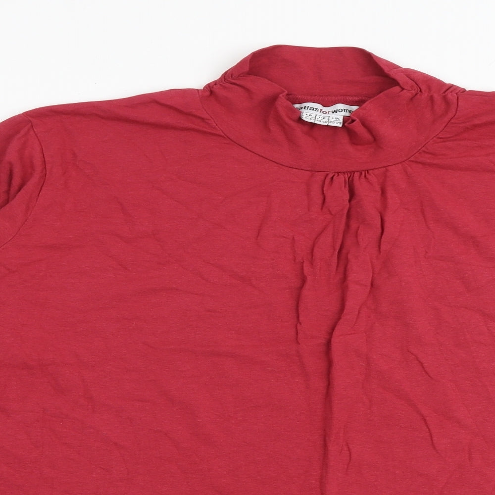 Atlas For Women Womens Red Cotton Basic Blouse Size 20 High Neck - Size 20-22