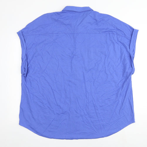 Marks and Spencer Womens Blue Viscose Basic Button-Up Size 22 Collared