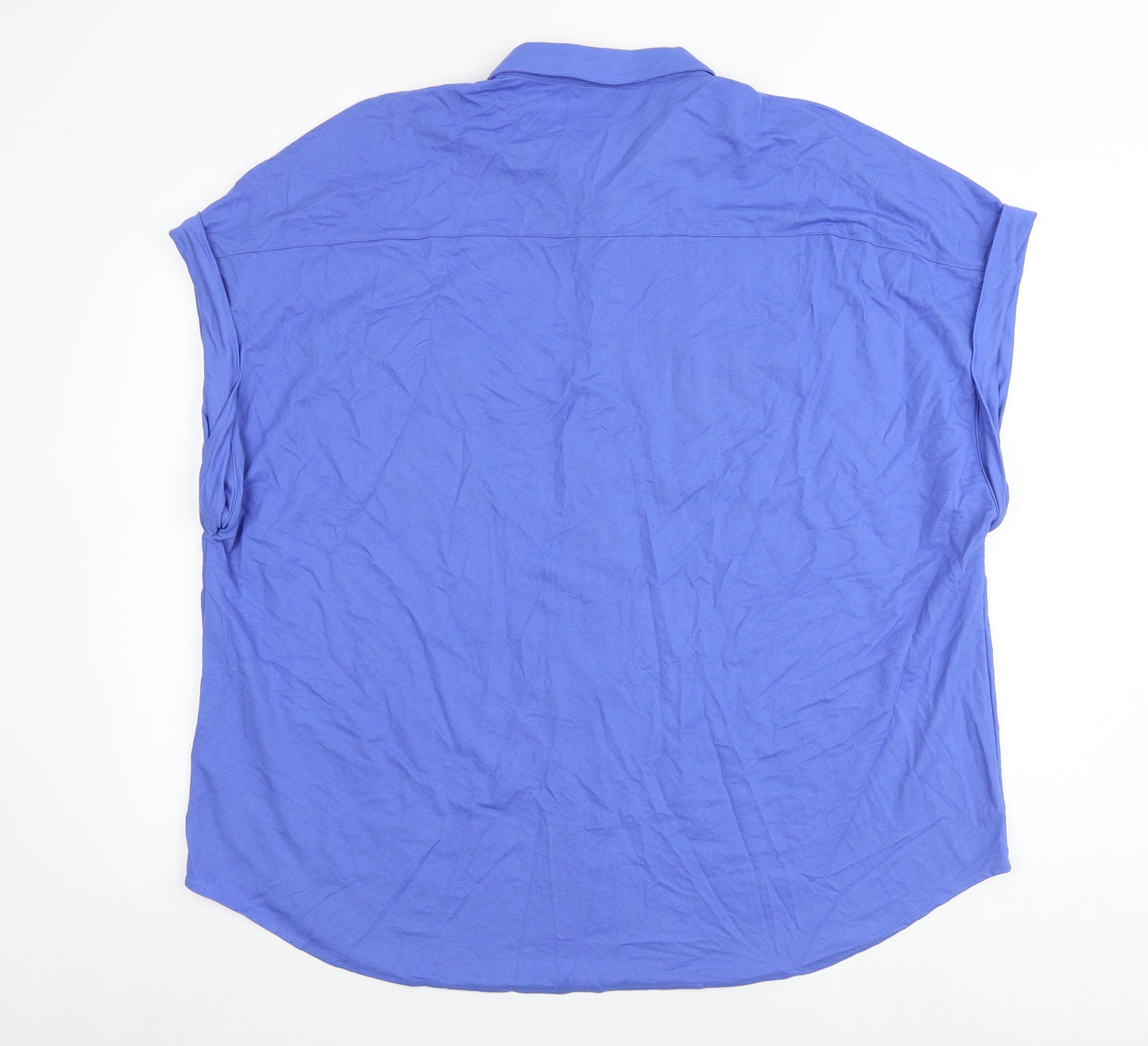 Marks and Spencer Womens Blue Viscose Basic Button-Up Size 22 Collared