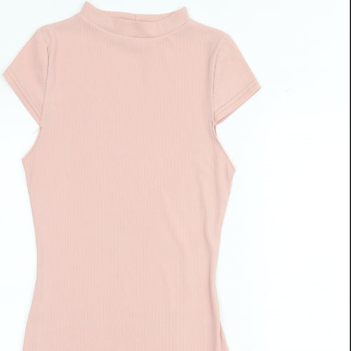 PRETTYLITTLETHING Womens Pink Polyester Bodycon Size 8 Round Neck Pullover
