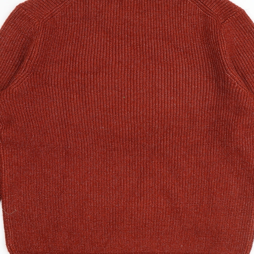 Marks and Spencer Mens Orange Crew Neck Polyamide Pullover Jumper Size S Long Sleeve