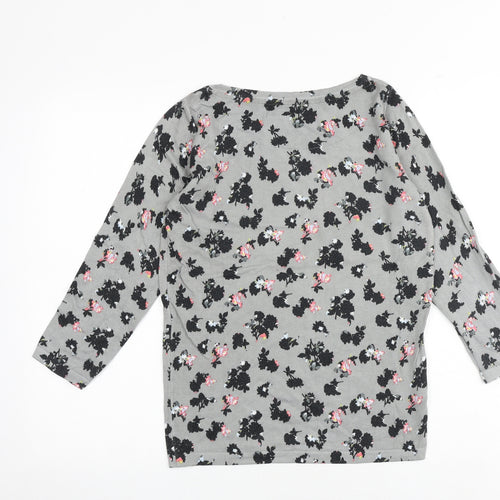 NEXT Womens Grey Boat Neck Floral Cotton Pullover Jumper Size 10